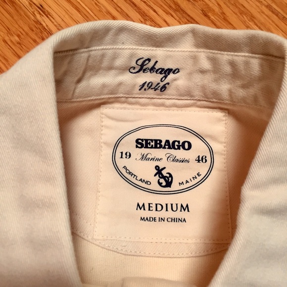 Sebago Women's Cream Crested Rugby Shirt Medium - Picture 2 of 7